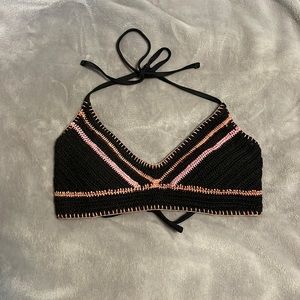 Crochet black swim top